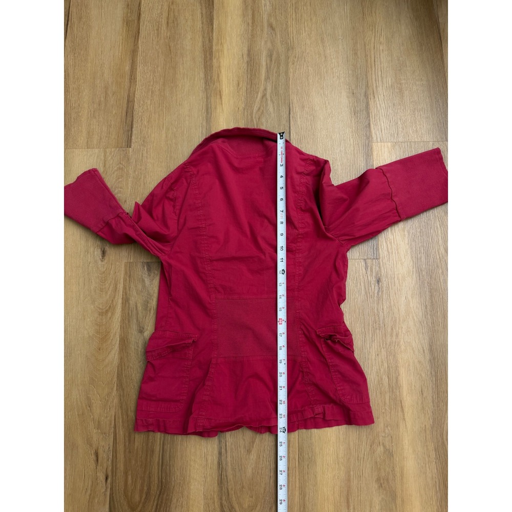 XCVI Magenta Ruffle Front Stretch Cotton Jacket Blazer M lightweight - Picture 6 of 6
